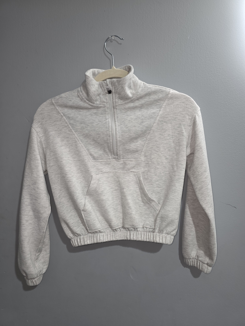 90 Degree By Reflex Heather Light Gray Half-Zip Cowl Pullover--Girls- M/10